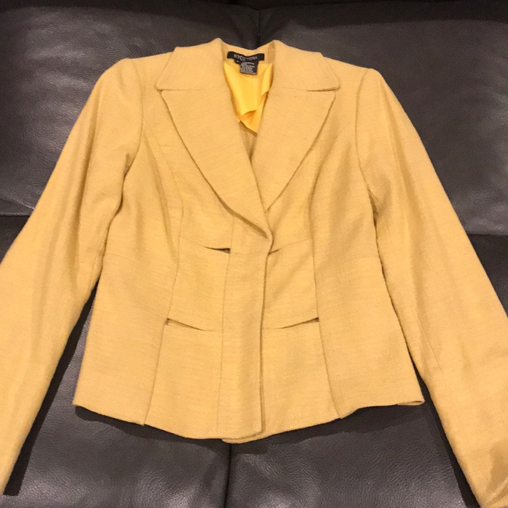 Mustard Linen Blazer with peek-a-boo splits